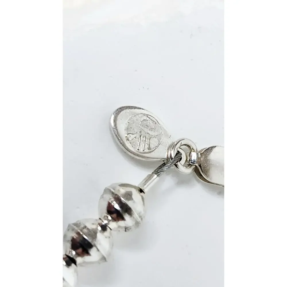 Vintage 925 Sterling Silver Beaded Ball Strand Bracelet 7